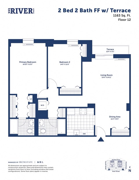 a floor plan of two bedroom 2 bed 2 bath f fw iii